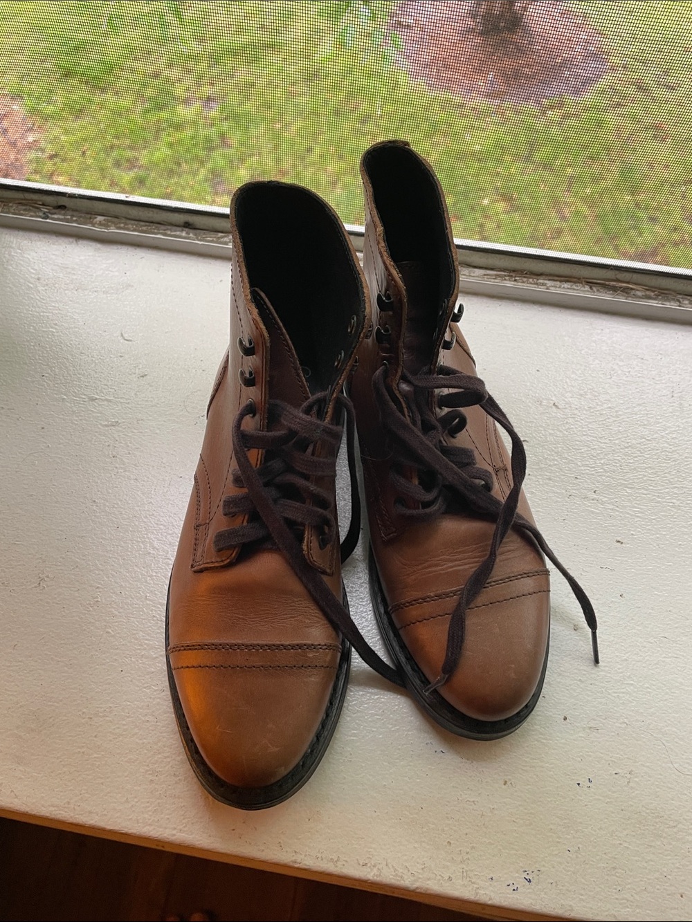 Thursday Brown Leather Lace-Up Boots